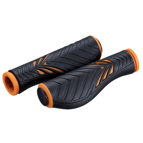Bike Attitude Ergonomisk Kraton cykelhåndtag med gel, sort/orange - 130 mm